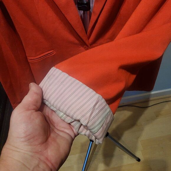 Grace Elements Sz 14 Orange Lined Blazer. Trendy, Professional, Cuffs - Picture 3 of 15